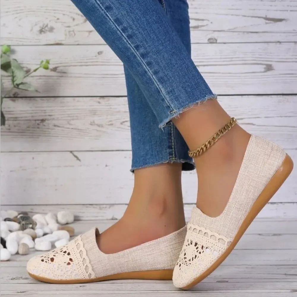 KAREN SCOTT ROUND TOE SLIP-ON RHINESTONES EMBELLISHMENT SUEDE WEDGE SHOE